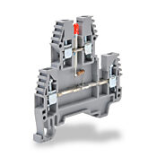 Винтовая двухуровневая проходная клеммная колодка: 20 шт/уп, серые, 26-12 AWG (PN# KN-D12LED-24DC)