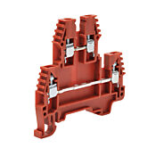 Винтовая двухуровневая проходная клеммная колодка: 25 шт/уп, красные, 26-12 AWG (PN# KN-D12RED-25)