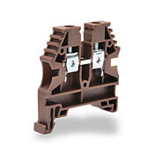 Винтовая одноуровневая проходная клеммная колодка: 100 шт/уп, коричневые, 26-10 AWG (PN# KN-T10BRN)