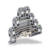 Винтовая трехуровневая проходная клеммная колодка: 20 шт/уп, серые, 24-12 AWG (PN# KN-TG12)