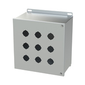 Pushbutton Enclosure: 10 x 10 x 6in, wall mount, 304 stainless steel (PN# SCE-9PBHSS)