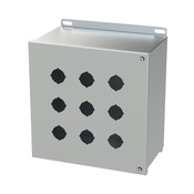 Pushbutton Enclosure: 10 x 10 x 6in, wall mount, 316L stainless steel (PN# SCE-9PBHSS6)