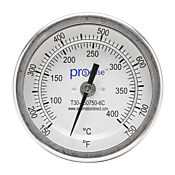 Биметаллический циферблатный термометр: от 150 до 750 градусов F/от 70 до 400 градусов C (PN# T30-150750-6C)