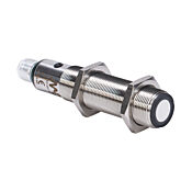 Ультразвуковой датчик приближения: диаметр 18 мм, корпус 91,6 мм, диапазон 80–900 мм (номер по каталогу UK1C-G2-1E)