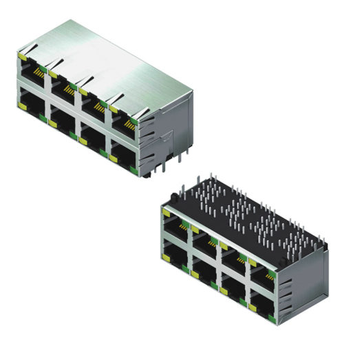 5RJDDR20RAN-88GAP1L-592-R1 Модульный Джек экранированный боковой вход со светодиодом H=25,4 W=28,15 592 серии