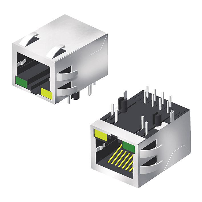 5RT1DR20R2N-88XXS3L-001-E2 Модульный разъем с экранированным боковым входом и светодиодом В=13,4 Ш=21,1 001 Серия 2