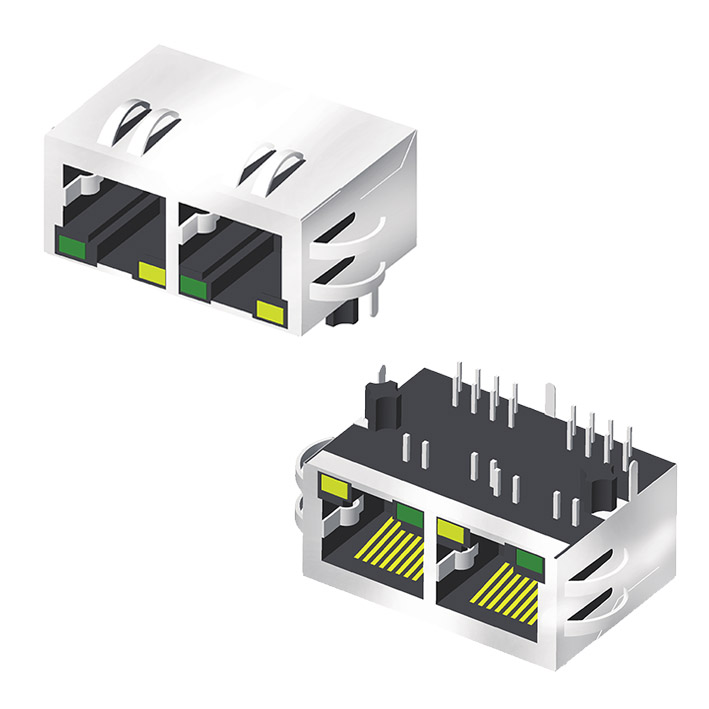5RT2DR21R2N-88XXP3L-001-E1 Модульный разъем с экранированным боковым входом со светодиодом H=13,5 W=21,35 Серия 001