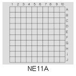 Сетка окуляра, NE11A, микрометрическая сетка 10x10, шаг 1,0 мм, маркировка 1-10 и AJ