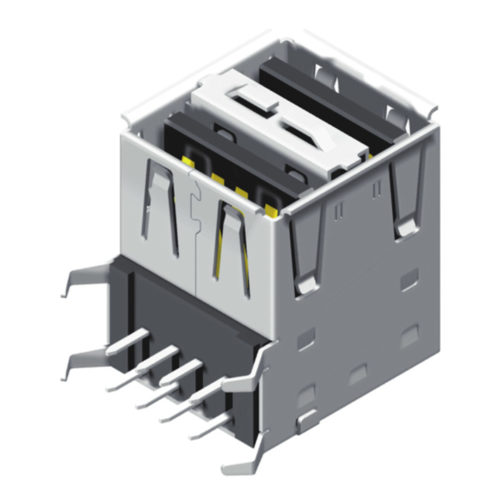 5US2A18RF-204S0XLAD1 USB A тип гнездо 2 порта Dip R/A 8P