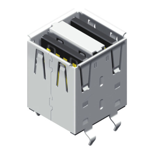 5US2A19DF-204S0XLAD1 USB тип A, гнездо, 2 порта, погружение на 180°, 8 контактов