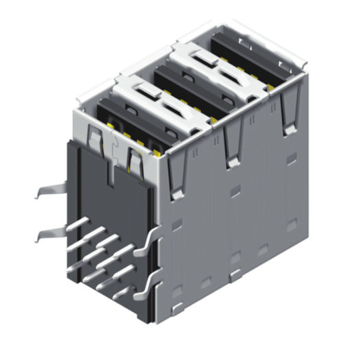 5US2A20RF-304XXBLAD1 USB A тип гнездо 3 порта Dip R/A 12P