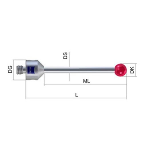 Zeiss Ø 8,0 мм M5, стилус прямой, рубиновая сфера [Ø 8 мм], стержень из карбида вольфрама, длина: 131,5 мм