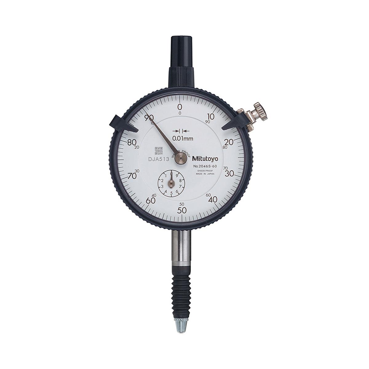 Mitutoyo 2046S-60 Циферблатный индикатор 10 мм 0-100 Циферблат с плоской задней панелью