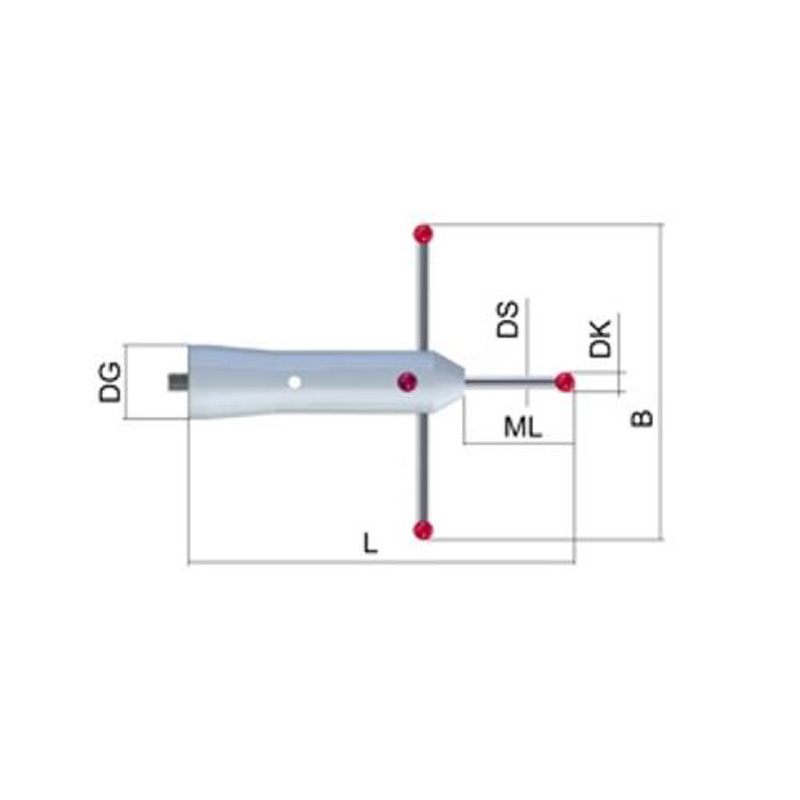 Zeiss Ø0,6 мм M5, Звездообразный щуп, ступенчатый, рубиновая сфера, стержень из карбида вольфрама, Длина: 25,0 мм