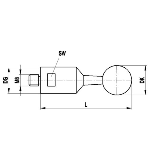 Renishaw A-5555-3844 Базовая сфера M8 из нержавеющей стали с керамическим шариком, длина 140 мм, приложение Zeiss.