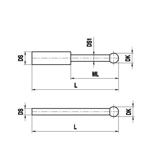 Стилус для держателя, рубиновый шарик Ø0,4 мм, стержень из карбида вольфрама, L 15,4 мм, ML 2,5 мм, для Zeiss