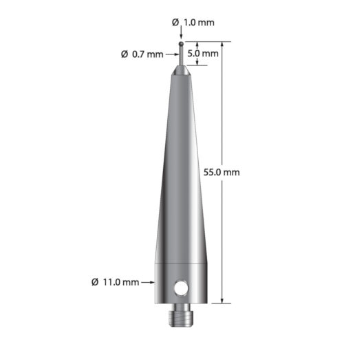 Q-Mark ACR-1055-SN M5 1 мм, наконечник из нитрида кремния, цилиндрический стилус, L 55,0 мм, EWL 5 мм
