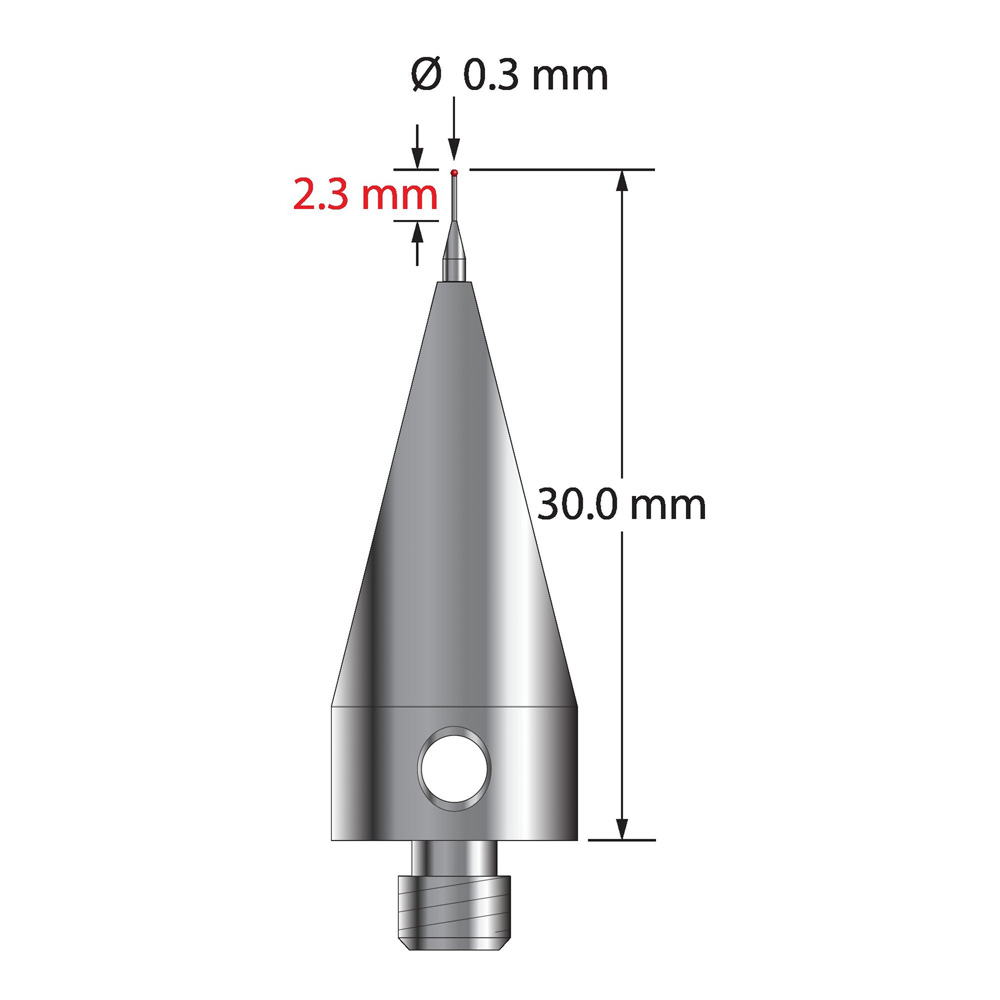 Q-Mark AFG-0330-03 M5 0,3 мм Рубиновый наконечник, прямой стилус, L 30,0 мм, EWL 3 мм