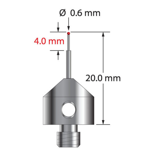 Q-Mark AFG-0620-L M5 0,6 мм Рубиновый наконечник, ступенчатый стилус, L 20,0 мм, EWL 10 мм
