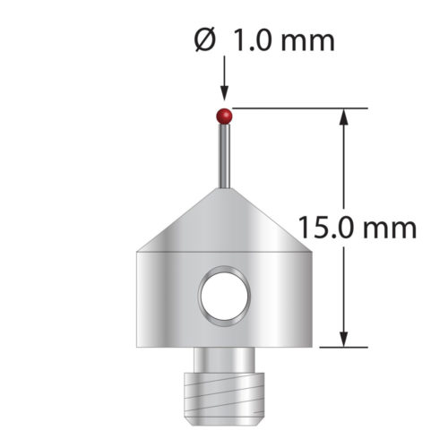 Q-Mark AFG-1015-DS-7 M5 1 мм Рубиновый наконечник, Цилиндрический стилус, L 15,0 мм, EWL 5 мм