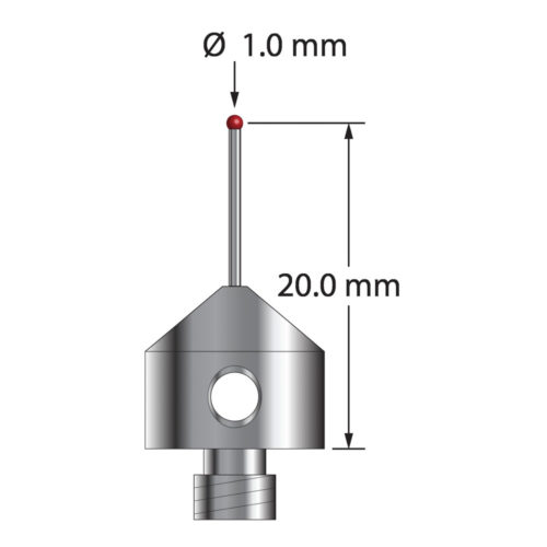 Q-Mark AFG-1020-5-DS-7 M5 1 мм Рубиновый наконечник, Цилиндрический стилус, L 20,5 мм, EWL 10,5 мм