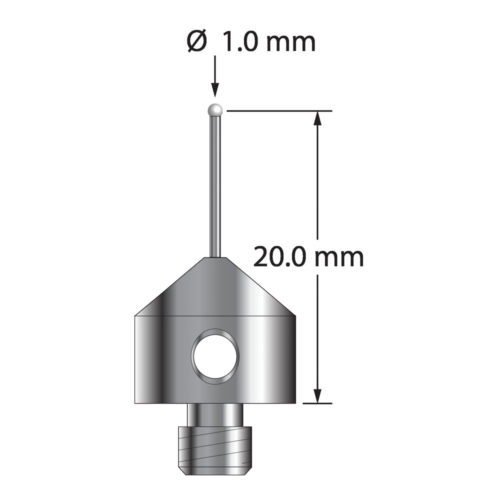 Q-Mark AFG-1020-5-DS-7-Z M5 1 мм, наконечник из диоксида циркония, цилиндрический стилус, L 20,5 мм, EWL 10,5 мм
