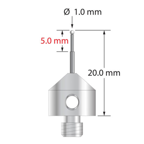 Q-Mark AFG-1020-LZ M5 1 мм, наконечник из диоксида циркония, ступенчатый стилус, L 20,0 мм, EWL 10 мм