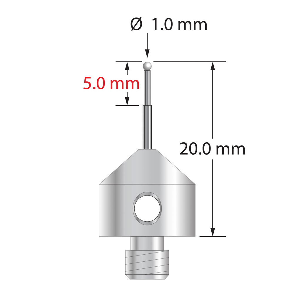Q-Mark AFG-1020-LZ M5 1 мм, наконечник из диоксида циркония, ступенчатый стилус, L 20,0 мм, EWL 10 мм