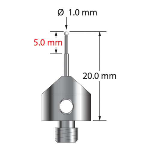Q-Mark AFG-1020-Z M5 1 мм, наконечник из диоксида циркония, ступенчатый стилус, L 20,0 мм, EWL 10 мм