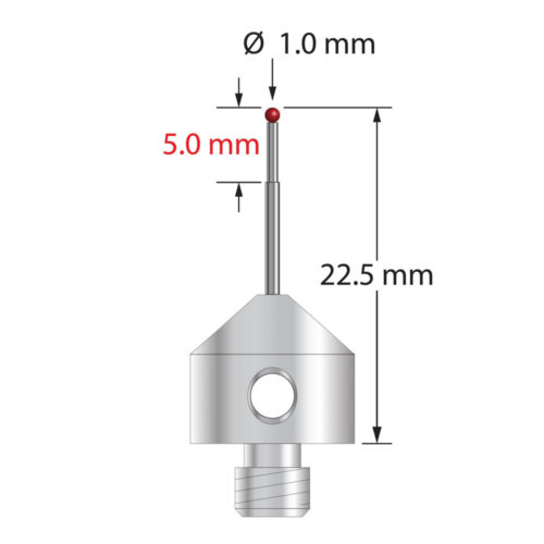 Q-Mark AFG-1022-5 M5 1 мм Рубиновый наконечник, ступенчатый стилус, L 22,5 мм, EWL 12,5 мм