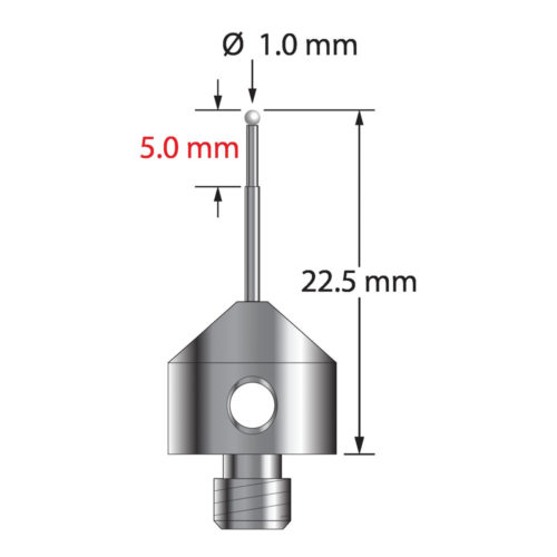 Q-Mark AFG-1022-5-Z M5 1 мм, наконечник из диоксида циркония, ступенчатый стилус, L 22,5 мм, EWL 12,5 мм