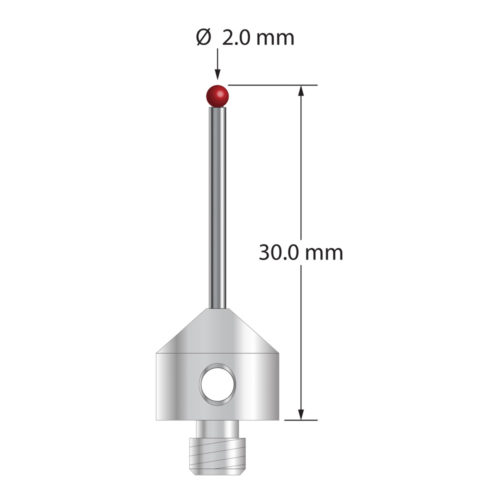 Q-Mark AFG-2030 M5 2 мм Рубиновый наконечник, Цилиндрический стилус, L 30,0 мм, EWL 20 мм