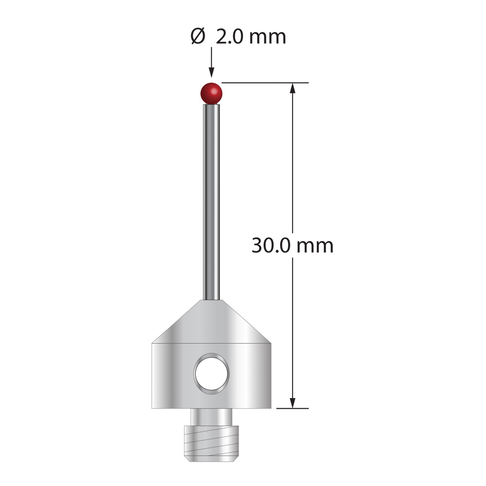 Q-Mark AFG-2030 M5 2 мм Рубиновый наконечник, Цилиндрический стилус, L 30,0 мм, EWL 20 мм