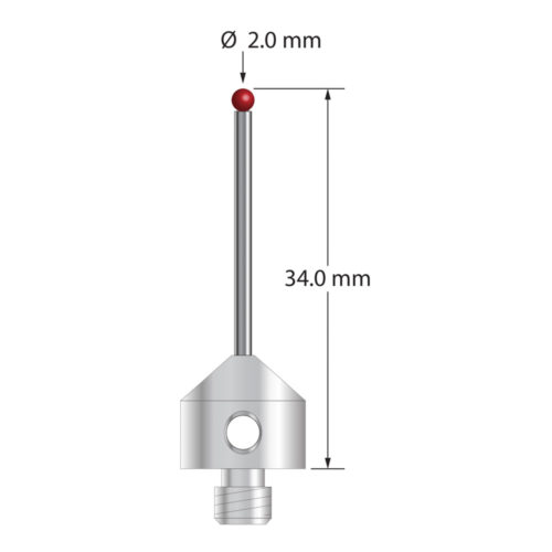 Q-Mark AFG-2034 M5 2 мм Рубиновый наконечник, Цилиндрический стилус, L 34,0 мм, EWL 24 мм