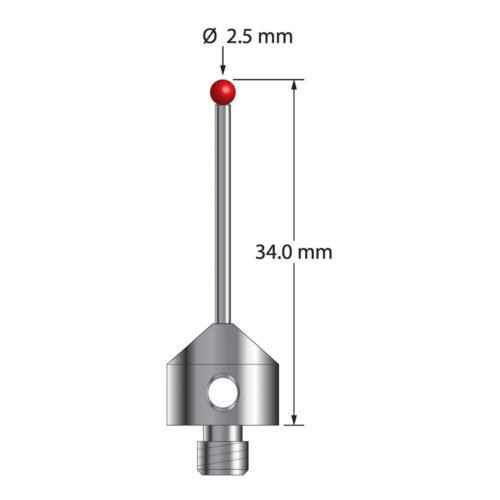 Q-Mark AFG-2534 M5 2,5 мм Рубиновый наконечник, Цилиндрический стилус, L 34,0 мм, EWL 25 мм