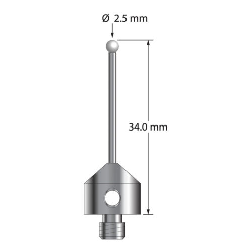 Q-Mark AFG-2534-Z M5 2,5 мм с циркониевым наконечником, цилиндрический стилус, L 34,0 мм, EWL 25 мм