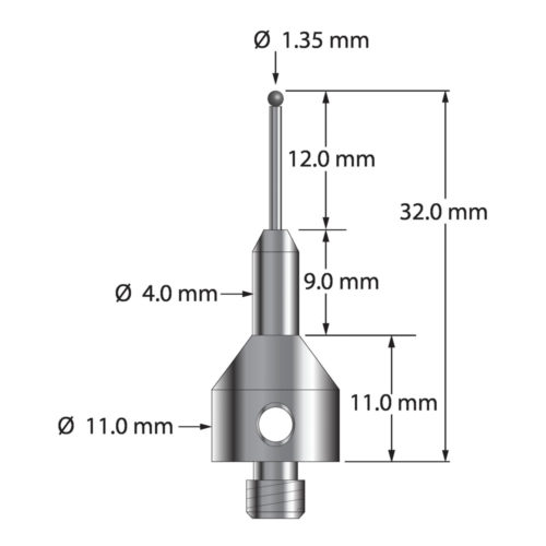 Q-Mark AQG-1432-SN M5 1,35 мм, наконечник из нитрида кремния, цилиндрический стилус, L 32,0 мм, EWL 12 мм