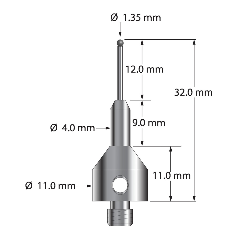 Q-Mark AQG-1432-SN M5 1,35 мм, наконечник из нитрида кремния, цилиндрический стилус, L 32,0 мм, EWL 12 мм