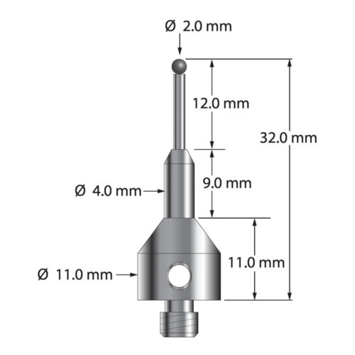 Q-Mark AQG-2032-SN M5 2 мм, наконечник из нитрида кремния, цилиндрический стилус, L 32,0 мм, EWL 12 мм