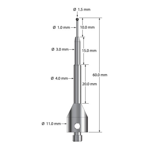 Q-Mark ASG-1560-SN M5 1,5 мм с наконечником из нитрида кремния, цилиндрический стилус, L 60,0 мм, EWL 10 мм