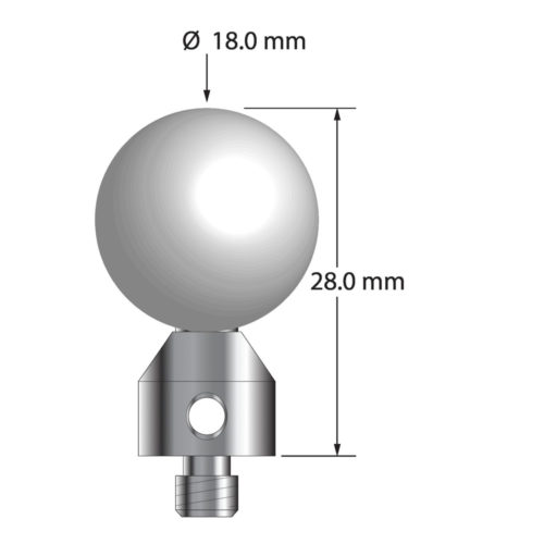 Q-Mark ATG-18028 M5 18 мм, керамический наконечник, стилус со сферическим концом, L 28,0 мм, EWL 18 мм