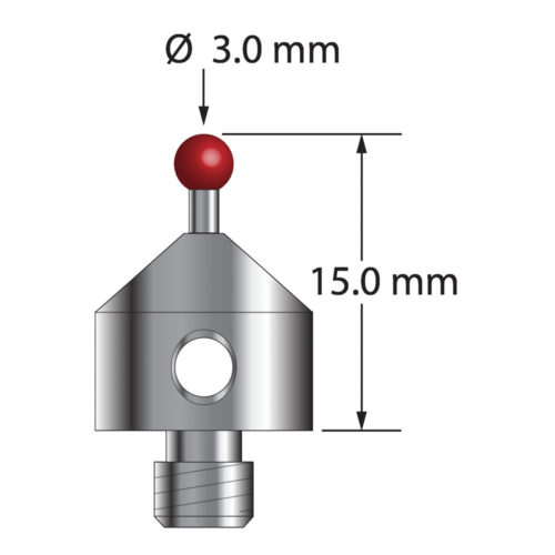 Q-Mark ATG-3015 M5 3 мм Рубиновый наконечник, Цилиндрический стилус, L 15,0 мм, EWL 5 мм