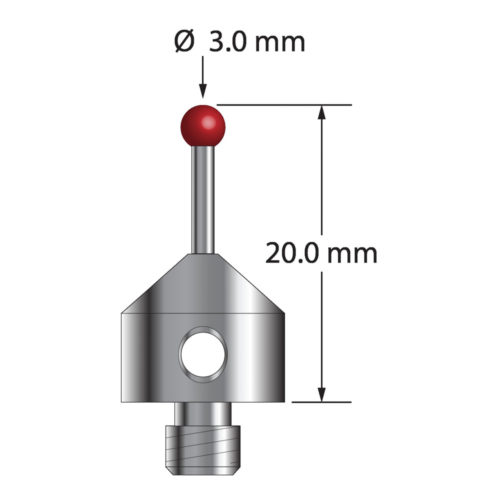 Q-Mark ATG-3020-L M5 3 мм Рубиновый наконечник, Цилиндрический стилус, L 20,0 мм, EWL 10 мм