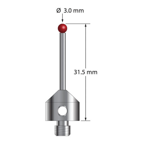 Q-Mark ATG-3031-5 M5 3 мм с рубиновым наконечником, прямой стилус, L 31,5 мм, EWL 21,5 мм