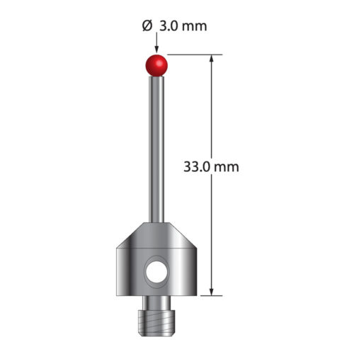Q-Mark ATG-3033 M5 3 мм Рубиновый наконечник, Цилиндрический стилус, L 33,0 мм, EWL 23 мм
