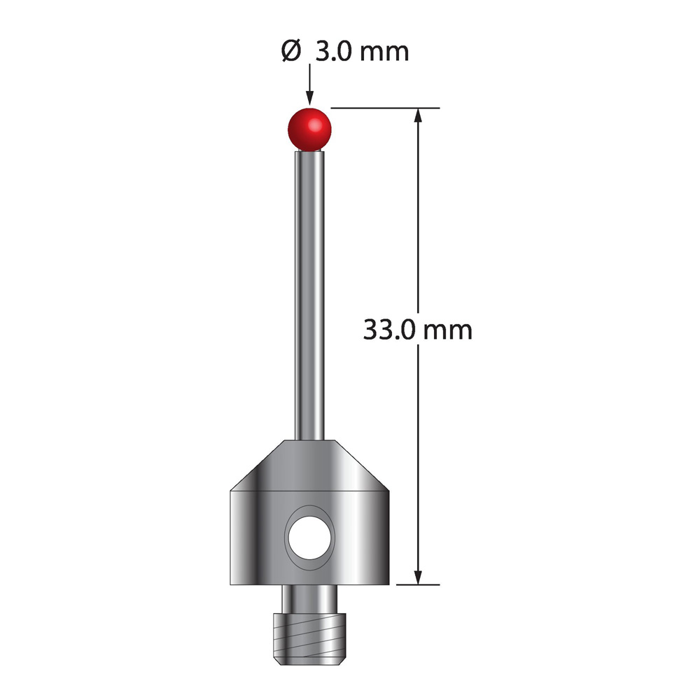 Q-Mark ATG-3033 M5 3 мм Рубиновый наконечник, Цилиндрический стилус, L 33,0 мм, EWL 23 мм