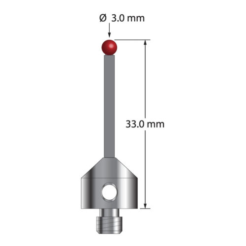 Q-Mark ATG-3033-TX M5 3 мм, рубиновый наконечник, прямой стилус, L 33,0 мм, EWL 23 мм