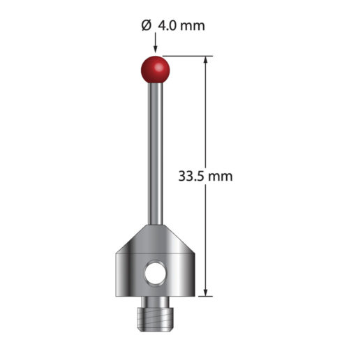 Q-Mark ATG-4033-5 M5 4 мм Рубиновый наконечник, прямой стилус, L 33,5 мм, EWL 23,5 мм