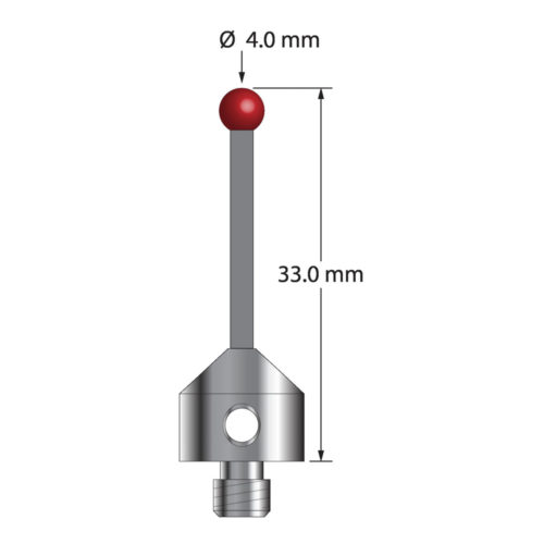 Q-Mark ATG-4033-TX M5 4 мм, рубиновый наконечник, прямой стилус, L 33,0 мм, EWL 23 мм