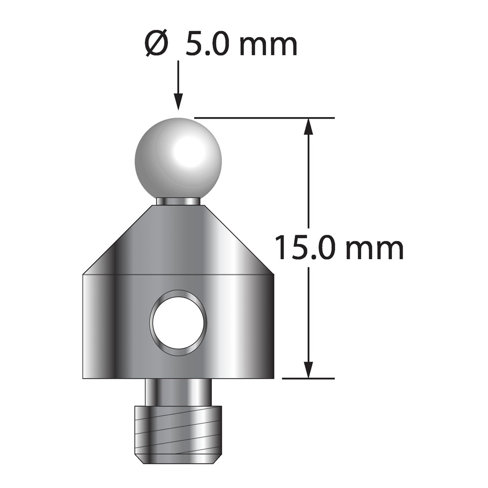 Q-Mark ATG-5015-Z M5 5 мм, наконечник из диоксида циркония, цилиндрический стилус, L 15,0 мм, EWL 5 мм